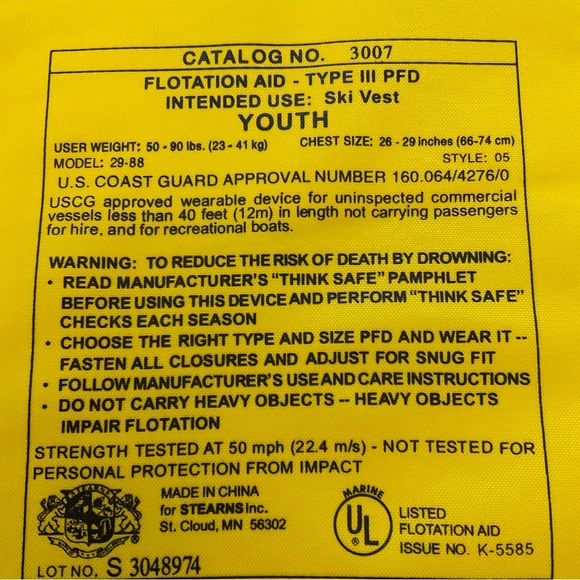 Stearns Kids Classic Life Vest, USCG Approved Type III Life Jacket for Kids - Picture 7 of 10